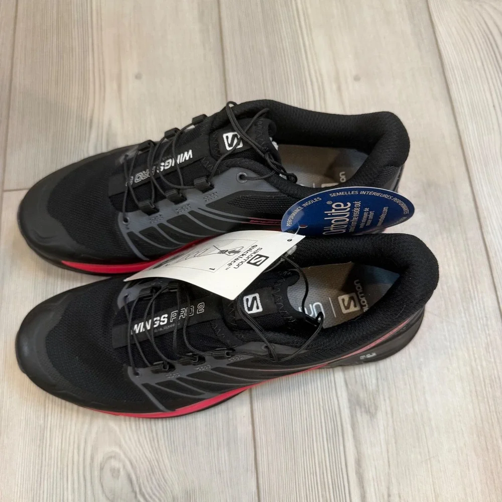 Salomon Wings Pro 2 W Trail Running Shoes Black Pink 381556 Womens 7.5 NEW